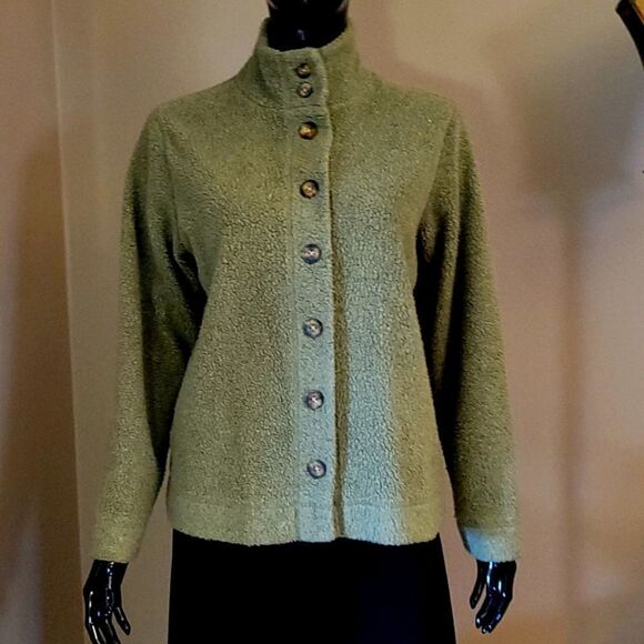 LL Bean Green Fleece Jacket. Size Small - Picture 1 of 5